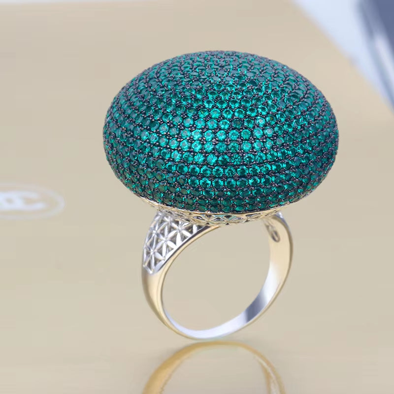 Big Spherical Bridal Rings Full Colour Cubic Zirconia for Women'S Weddings & Events Party Luxury Jewelry Gift