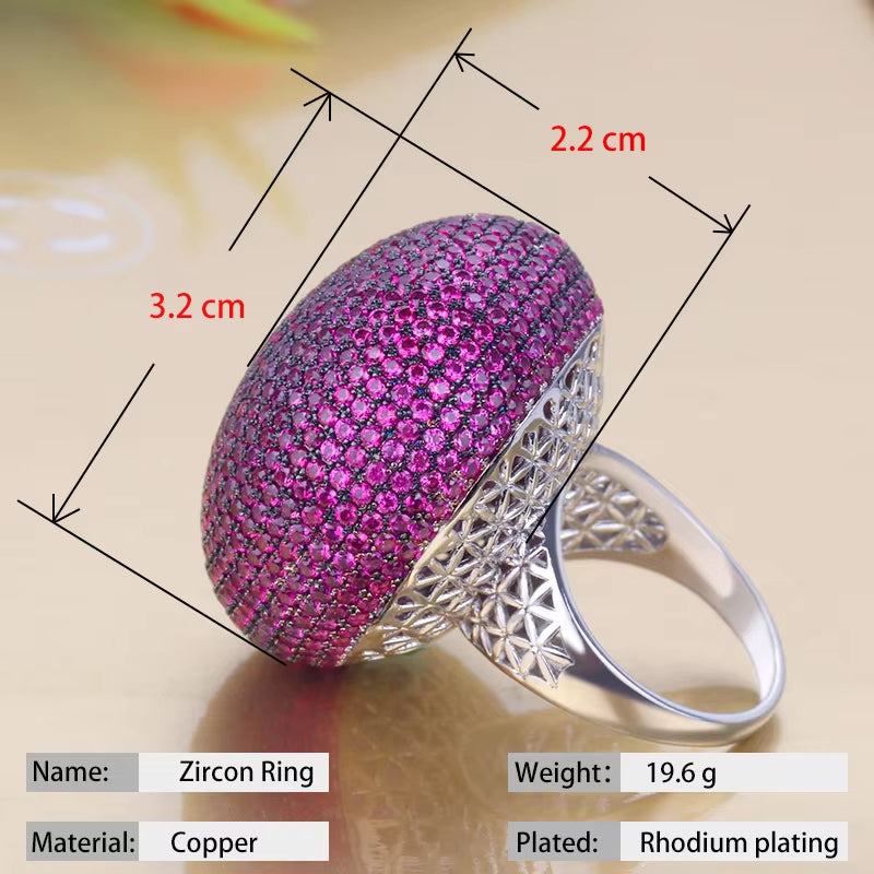 Big Spherical Bridal Rings Full Colour Cubic Zirconia for Women'S Weddings & Events Party Luxury Jewelry Gift